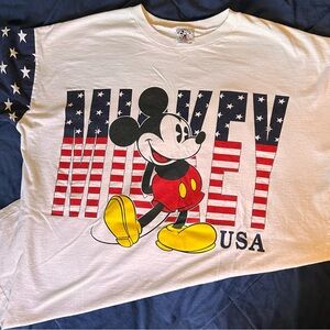 Disney Vintage Mickey USA Graphic Tee - White/Red/Blue/Yellow/Black